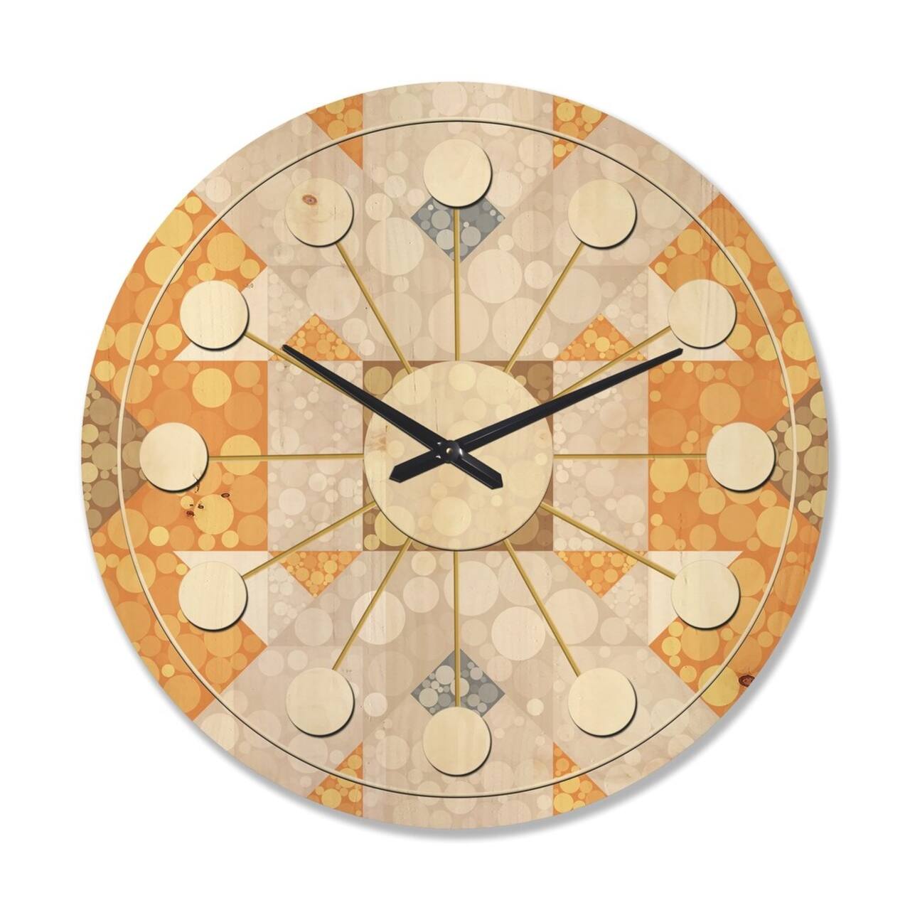 Designart Geometric Retro Design I Mid-Century Modern Wall Clock